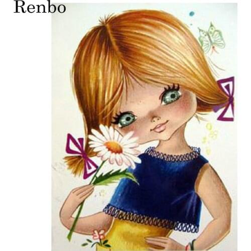 5D DIY Diamond Painting Cartoon girl Full Square Round Drill Diamond Embroidery Rhinestone Mosaic Cross Stitch decor wall art