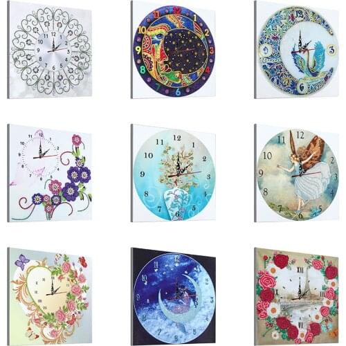 DIY Diamond Painting Clocks Flowers Wall Clock Special Shape Partial Drill Crystal Diamond Art Cross Stitch Crafts Home Decor