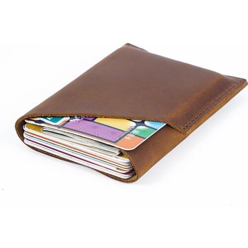 Moterm Handmade Credit Card Holder Genuine Crazy Horse Leather Mini Coin Purses Card holders Vintage design Free shipping