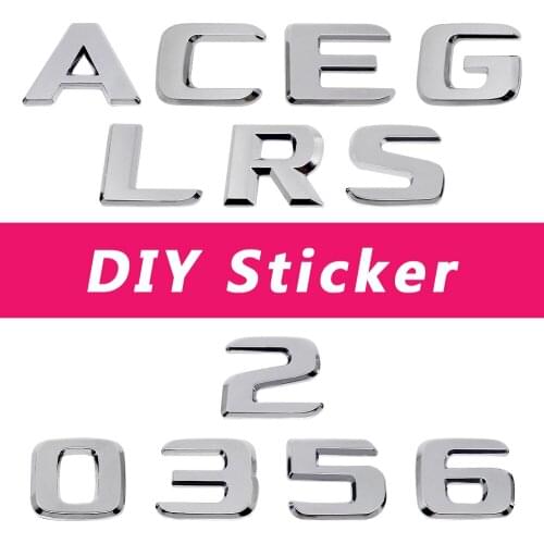 DIY Rear Emblem Accessories For Mercedes Benz W204 W210 W176 E260 E350 Class C SL CLA CLK GLE Plastic Car Trunk Sticker Sliver