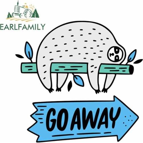 EARLFAMILY 13cm x 12.3cm for Go Away Sloth Camper Car Stickers Personality Creative Sticker Waterproof Occlusion Scratch Decal