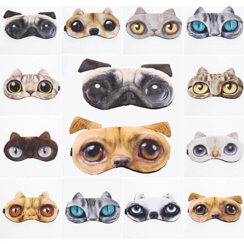 Hot Sale Cute Cat Dog Sleep Mask Eyeshade Cover Eye Mask Natural Sleeping Soft Blindfold Eyepatch Sleep Eyeshade Eye Cover