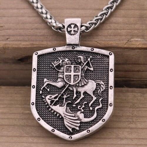 Hot sale fashion retro soldier cross necklace holy shield war spear pick seahorse pendant necklace jewelry accessories