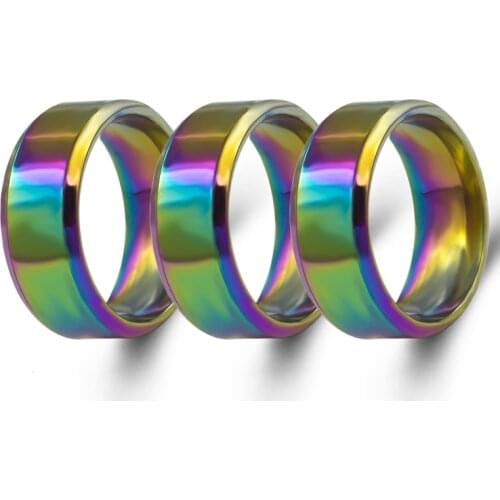 20 Pcs/lot Vintage Style Colorful Stainless Steel Rings For Women And Men Fashion Round 8mm Bulk Punk Bohemian Rings Wholesale