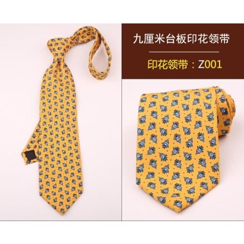 Mens retro big tie formalwear business casual fashion mens trendy 9CM printing hand wide version cashew