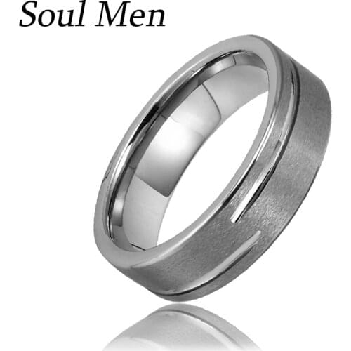 7mm Wide Male Anti-Scratch & Anti-Fade Ring Comfort Fit Tungtsne Metal Wedding Band with Two Half No Plating Groove Size 9-12