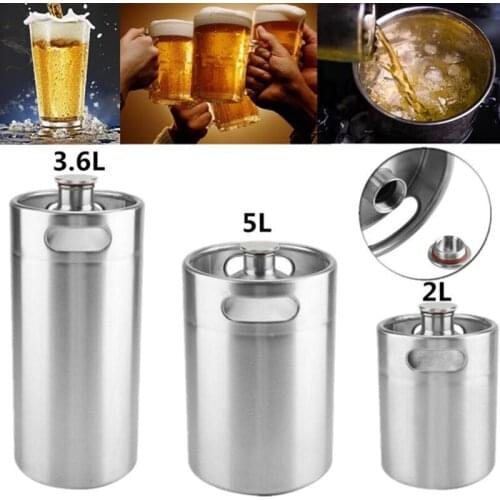 Mini Growler,304 Stainless Steel 2L/3.6L Mini Keg Beer Growler Portable Beer Bottle for Picnic/BBQ Home Brewing Beer Making Tool