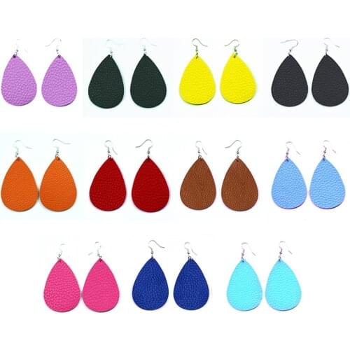 Monochrome Lychee Pattern PU leather pendant earring Drop Dangle Earrings for Women 2020 Hot New Design for Girl Gift