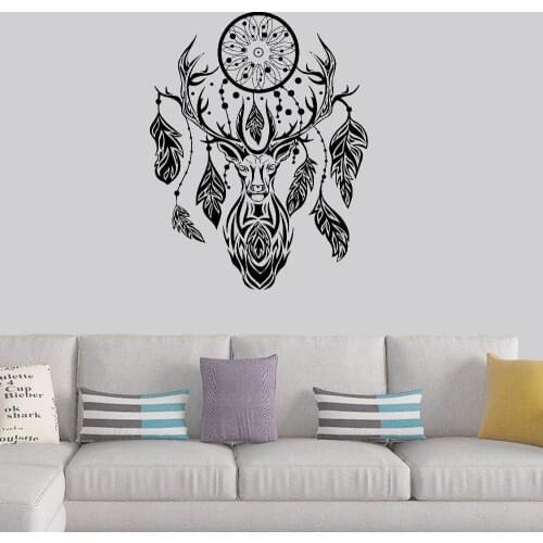 Rosymity Wall Decal, Deer Dreamcatcher with Feathers Ideal for Decorating Nurseries, Baby and Kids Rooms DW9218
