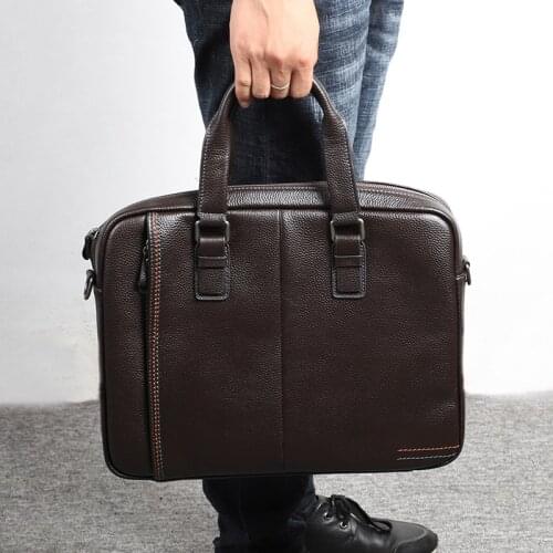 Nesitu New A4 Black Blue Coffee 100% Genuine Leather Office Mens Briefcase Portfolio Business Shoulder Messenger Bags M255605