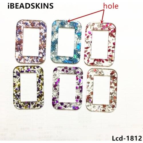 New arrival! 35x50mm 50pcs/lot acrylic rectangle-shape Built-in sequins charms for earring/Jewelry DIY making(As shown)