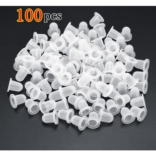 100Pcs Disposable Tattoo Ink Cup Small&Big Size Silicone Permanent Tattoo Makeup Eyebrow Makeup Pigment Container Caps