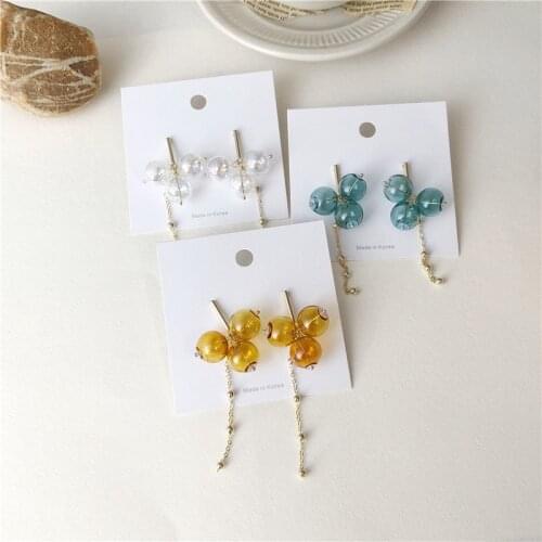 Original Fresh Bubbles Long Dangle Earrings For Women 2021 Cute Handmade Glass Ball Korean Drop Earrings Jewelry Earings Bjioux