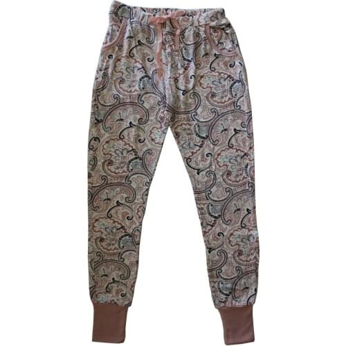 Pajamas Women Soft Paisley Pants Pink Blue Slimfit Fine Cotton Pockets Summer Spring