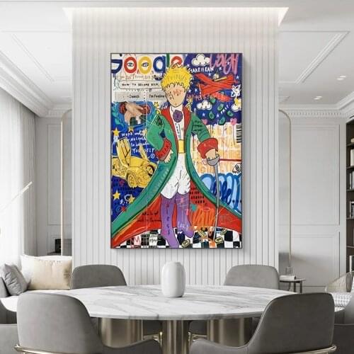 Pop Art The Little Prince Canvas Art Painting Graffiti Art Poster Print Wall Art Picture for Living Room Home Decoration Cuadros