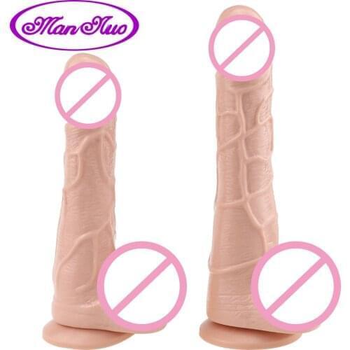 Man nuo 2 Size Realistic Dildo with Suction Cup Silicone Dildos Male Artificial Penis Gay Sex Products Adult Sex Toy for Women