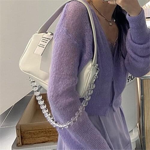 AOMU 40cm Imitation-Pearl Strap for Bags Handbag Handles Diy Purse Replacement Long Beaded Chain for Shoulder Bag Straps Belt