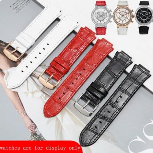 Convex interface Genuine Leather Watchband 21*14mm Red White Bracelet For 5027127 5027131 5080602 5096008 Series Womens Strap
