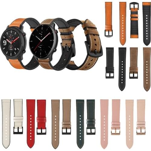 22mm Leather Silicone Watch Band Strap for Huami Amazfit GTR 42mm 47mm GTR 2 Replacement Correa Wrist Bracelet straps 20mm