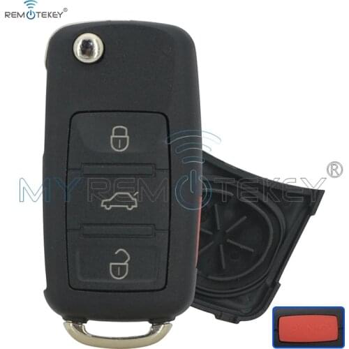 Remtekey Flip Remote key shell 3 button with panic for Volkswagen Touareg 2004 2005 2006 2007 2008 2009 2010 2011