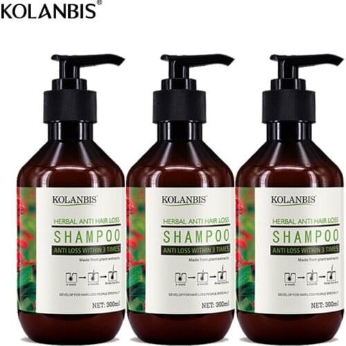 3 Bottles Hair Shampoo Herbal Natural Hair Grow Products Thickener Anti Hair Loss For All Hair Type