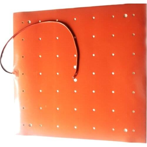 230V 2500W 800*800*1.5mm Silicone Heater for 3d printer adhesive 1 side 55 holes on pad 1000mm lead wire