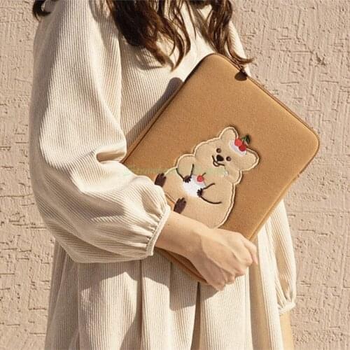 Cute Bear 13 inch Thick Mac Tablet Case Girl 11inch iPad Air Sleeve Liner Bag Laptop Storage Pouch for iPad Air 4 10.5 inch