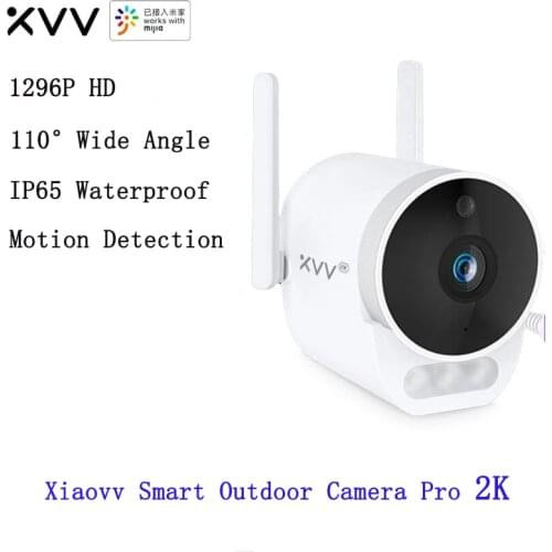 Xiaovv Smart Outdoor Camera Pro 2K 1296P HD WiFi Video Webcam 110° Wide Angle IP65 Infrared Night Vision 3PCS LED Warning light