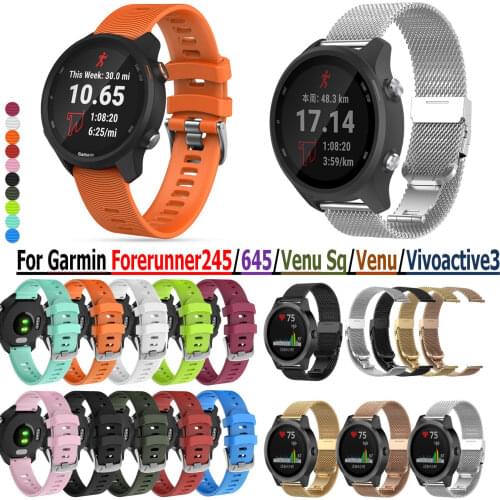 Top Quality Bracelet Wristband Strap For Garmin Forerunner245/645/Venu Sq/Venu/Vivoactive3 Watch Band 20mm Silicone Wrist bands