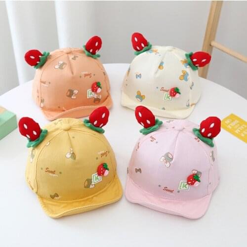 2021 Spring Newborn Caps Cute Children Strawberry Accessories Baseball Hat Adjustable Toddler Baby Boys Girls Sun Snapback Hats