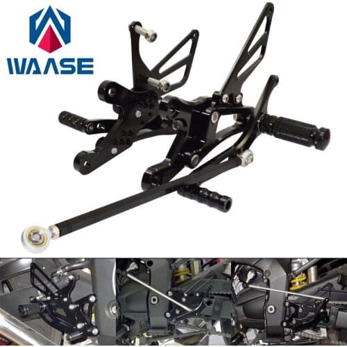 Waase Black Motorcycle CNC Adjustable Rearsets Footrests Foot Rest Pegs Rear Set For YAMAHA YZF R1 1998 1999 2000 2001 2002 2003
