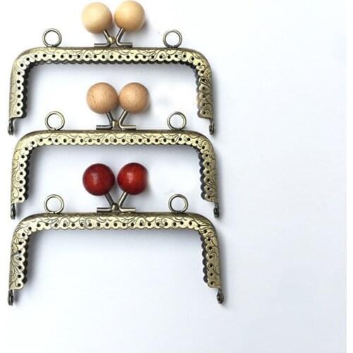 DIY women coin bag 12.5cm straight knurling purse frame wooden kiss buckle bag making hardware metal clasp accessories 5pcs/lot