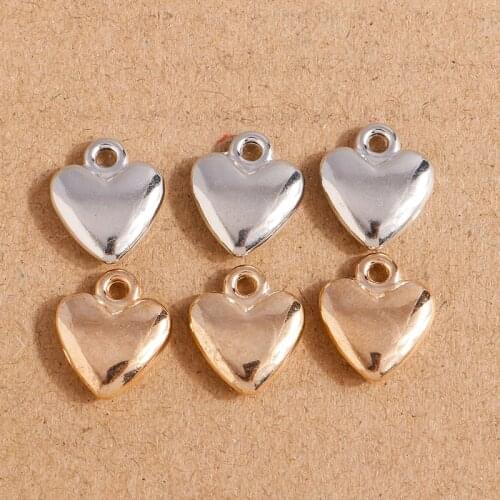 10pcs 13*15mm Love Heart Charms for Making Earrings Pendants Necklaces Bracelets DIY Handmade Gold Silver Color Charms Jewelry
