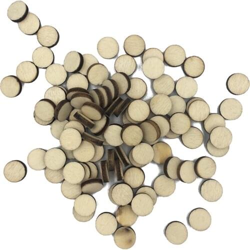 100pcs 10mm 0.39inch Natural Unfinished Round Wood Circle Cutout Wood Slices for Christmas Ornaments Wedding Decoration