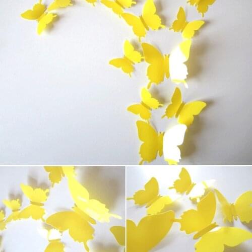 12Ps/Set 3D Butterfly Plastic Fridge Wall Stickers For Kids Rooms Poster Bathroom Vintage Wall Sticker Flower Home Decoration