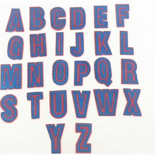 130pcs Mixed Red+Blue A-Z Alphabets Letter Patches For Clothing Iron On Applique Embroidery Sticker Badge Accessories 30mm