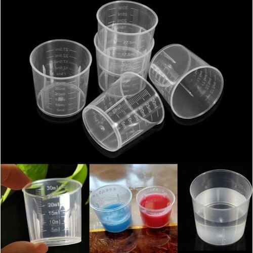 20Pcs 30ml Clear Plastic Liquid Measuring Cups Cylinder Laboratory Utensils with Scales for UV Epoxy Resin Silicone Mold Tools