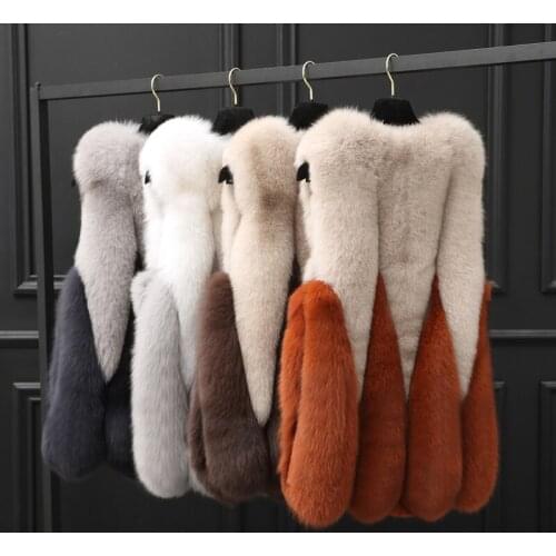 2020 New Large Droplets Hit Color Integral Skin Fox Fur Fur Vest Vest Long