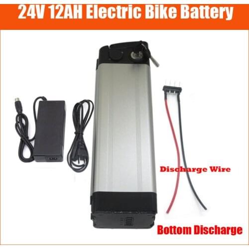 24V lithium silver fish battery 24 V 12AH 350W Electric Bike battery with 29.4V 2A charger and 15A BMS Bottom Discharge Free tax