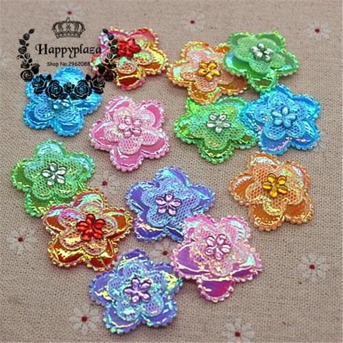 30pcs 3cm Non-Woven Fabric Padded Acrylic Flower Applique Patches DIY Sewing/Craft Accessories Supply