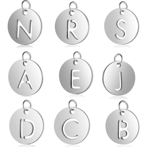 5pcs/lot Stainless Steel A-Z Initial Name diy Charm Pendant Wholesale High Polish Never Tarnish Alphabet 26 Letter Charms