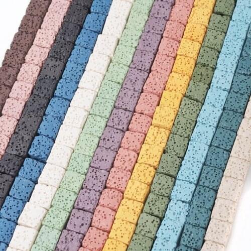 8/10mm Color Volcanic Rock Stone Natural Lava Stone Square Beads for Jewelry Making DIY Bracelet Necklace Essential Oil Jewelry