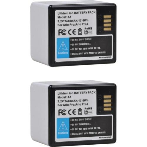 2440mAh 2PCS Batteries for Arlo A1/A1B VMA4400 VMS4230P Arlo pro Arlo pro 2