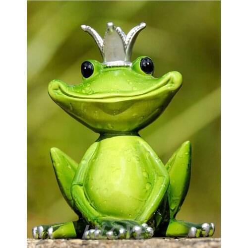 Full Square/Round 5D DIY Diamond Painting "Crown Green frog" 3D Diamond Embroidery Animals Pictures Mosaic Home Decoration CV537