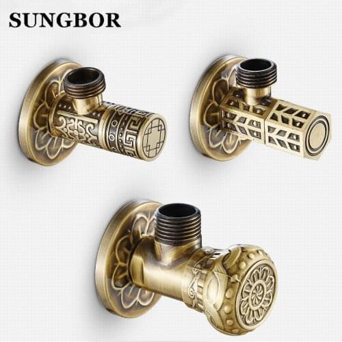 Free Shipping antique brass Triangle valve bathroom accessory 1/2*1/2 brass angle valves JF-840F