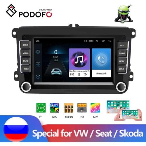 Podofo Android 2 Din Car Radio 7 Inch Car Multimedia player WIFI GPS Mirror Link For Skoda VW Passat Polo Golf Seat