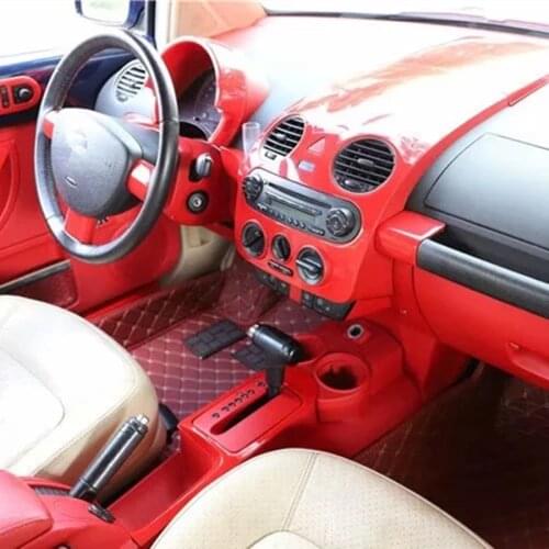 Car Interior Center Console Door Sill Moulding Trim Fits for Volkswagen Beetle 2003 -2008- 2012 Car accessories Red ABS sticker