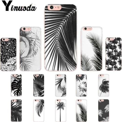 Yinuoda Black white palm leaves palm trees Phone Case fundas coque for iPhone 6 X XS MAX 6S Plus 12 pro max cover for iPhone SE