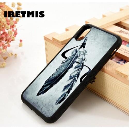 Iretmis 5 5S SE 6 6S Soft Silicone phone case cover for iPhone 7 8 plus X Xs 11 Pro Max XR Indian Feathers Dream Catcher Pattern