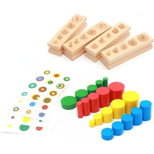 Montessori Juguetes Wooden Toys Cylinders Blocks Set Kids Toys Educational Montessori Sensory Toys For Children MC1964